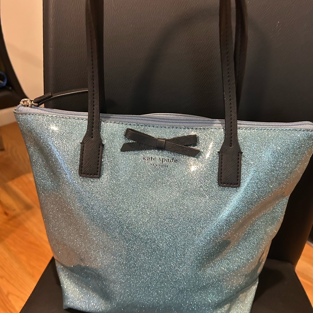 Kate Spade Sparkling Blue Tote with Black Accents